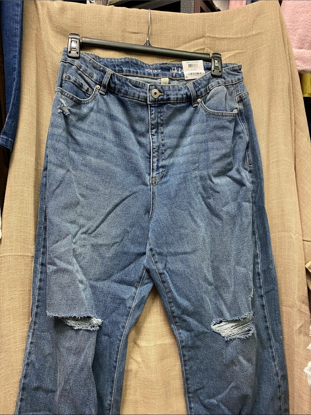 Style & Co. Two-Tone Distressed Boyfriend Jeans in Blue